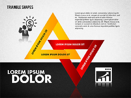 Triangle diagrama de formas, Modelo do PowerPoint, 01851, Modelos de Negócio — PoweredTemplate.com