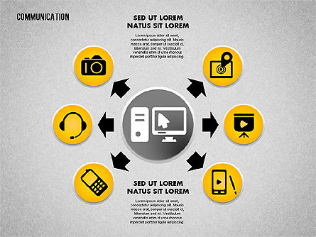 Comunicazione e media Icone, Modello PowerPoint, 01862, icone — PoweredTemplate.com