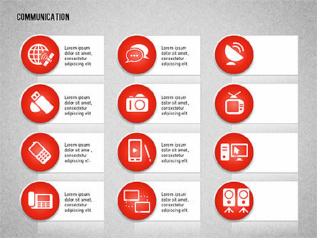 Icônes de communication et de médias, Diapositive 15, 01862, Icônes — PoweredTemplate.com