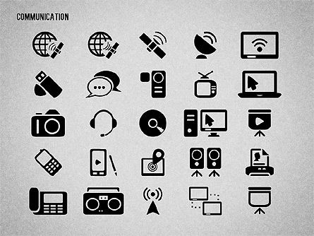 Iconos de comunicación y medios, Diapositiva 16, 01862, Iconos — PoweredTemplate.com