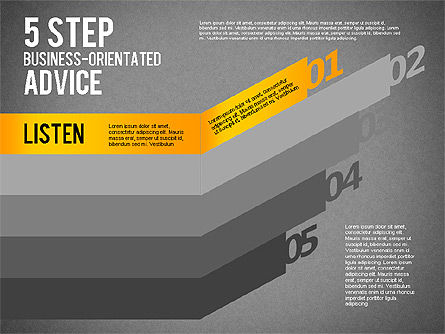 Conseils axés sur les cinq étapes, Diapositive 11, 01875, Schémas d'étapes — PoweredTemplate.com