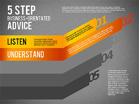 5段階のビジネス指向のアドバイス, スライド 12, 01875, 段階図 — PoweredTemplate.com