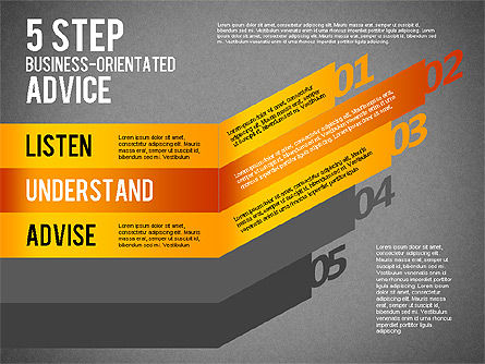 Conseils axés sur les cinq étapes, Diapositive 13, 01875, Schémas d'étapes — PoweredTemplate.com