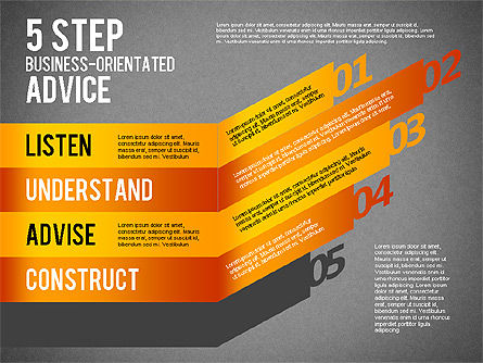 5段階のビジネス指向のアドバイス, スライド 14, 01875, 段階図 — PoweredTemplate.com