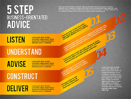 5 단계 비즈니스 중심 조언, 슬라이드 15, 01875, 단계 도표 — PoweredTemplate.com