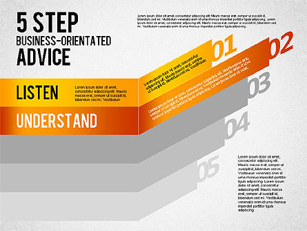 Asesoramiento orientado al negocio de 5 pasos, Diapositiva 2, 01875, Diagramas de la etapa — PoweredTemplate.com