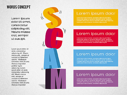 Gráfico de conceito de palavras, Modelo do PowerPoint, 01890, Modelos de Negócio — PoweredTemplate.com