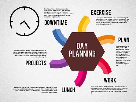 Day Planning Diagram, Slide 10, 01909, Timelines & Calendars — PoweredTemplate.com
