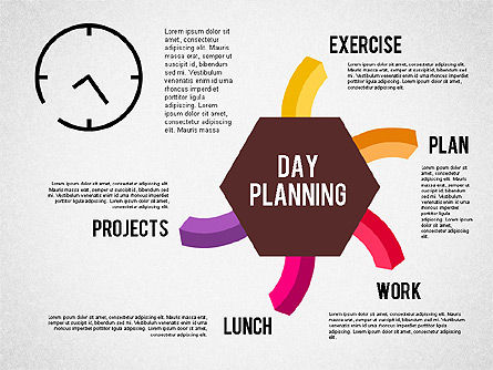 Diagrama de planejamento diário, Deslizar 9, 01909, Timelines & Calendars — PoweredTemplate.com