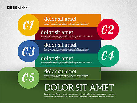  Passos coloridos, Deslizar 6, 01927, Diagramas de Etapas — PoweredTemplate.com