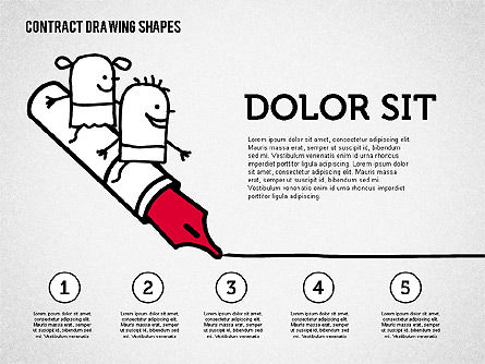 Contract Drawing Shapes with Character, PowerPoint Template, 01934, Shapes — PoweredTemplate.com