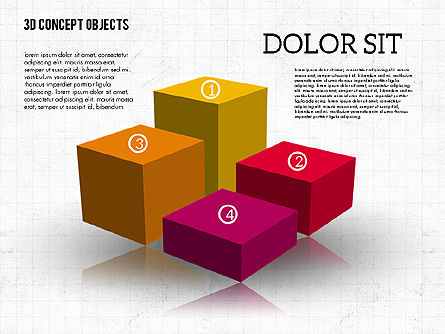 다채로운 3D 개체, 슬라이드 4, 01939, 모양 — PoweredTemplate.com