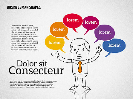 Shapes and Businessman Character, PowerPoint Template, 01940, Shapes — PoweredTemplate.com