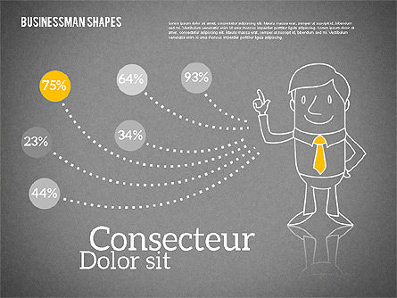 Shapes and Businessman Character, Slide 10, 01940, Shapes — PoweredTemplate.com