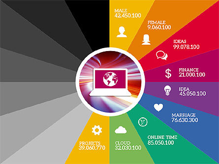 Colorful Stages with Icons, Slide 9, 01952, Stage Diagrams — PoweredTemplate.com