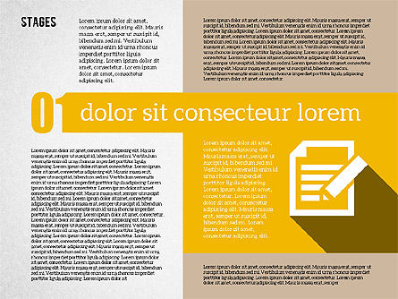 Agenda en conception plate, Modele PowerPoint, 01956, Schémas d'étapes — PoweredTemplate.com