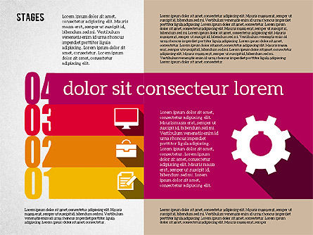 Agenda en Diseño Plano, Diapositiva 4, 01956, Diagramas de la etapa — PoweredTemplate.com