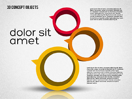 Creative 3d Objects Kit, Templat PowerPoint, 01967, Bentuk — PoweredTemplate.com