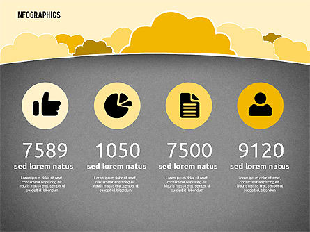Presentación con Nubes en Diseño Plano, Diapositiva 10, 01968, Plantillas de presentación — PoweredTemplate.com