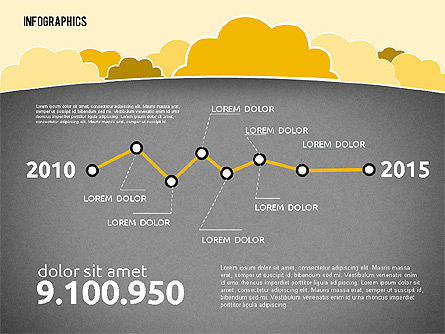 평평한 디자인의 구름으로 프리젠 테이션, 슬라이드 11, 01968, 프레젠테이션 템플릿 — PoweredTemplate.com