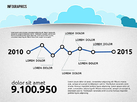 Presentazione con le nuvole nel design piatto, Slide 3, 01968, Modelli Presentazione — PoweredTemplate.com