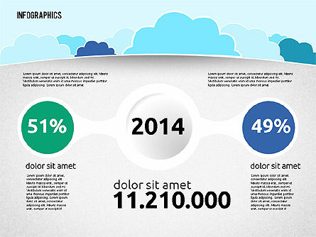 Presentación con Nubes en Diseño Plano, Diapositiva 6, 01968, Plantillas de presentación — PoweredTemplate.com