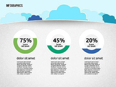 Presentazione con le nuvole nel design piatto, Slide 8, 01968, Modelli Presentazione — PoweredTemplate.com