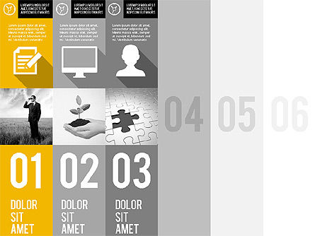 Etapes avec des photos et des icônes, Diapositive 11, 01971, Schémas d'étapes — PoweredTemplate.com