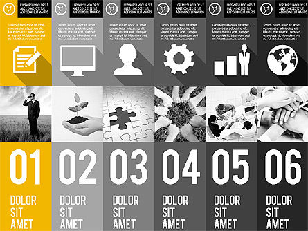 사진과 아이콘이있는 단계, 슬라이드 14, 01971, 단계 도표 — PoweredTemplate.com