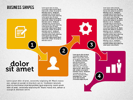 Colección de formas de proceso en diseño plano, Diapositiva 4, 01976, Diagramas de proceso — PoweredTemplate.com