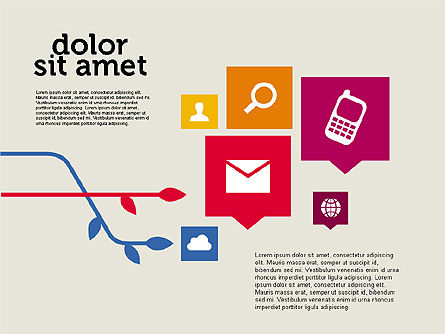 平面设计社交网络图, PowerPoint模板, 01977, 商业模式 — PoweredTemplate.com