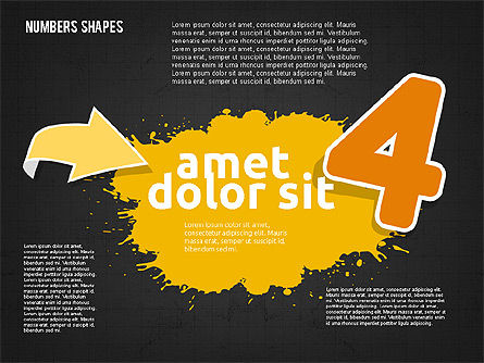 숫자가있는 색칠 된 페인트 얼룩, 슬라이드 14, 01994, 모양 — PoweredTemplate.com