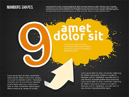  Manchas de tinta coloridas com números, Deslizar 19, 01994, Formas — PoweredTemplate.com