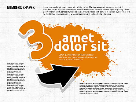 숫자가있는 색칠 된 페인트 얼룩, 슬라이드 3, 01994, 모양 — PoweredTemplate.com