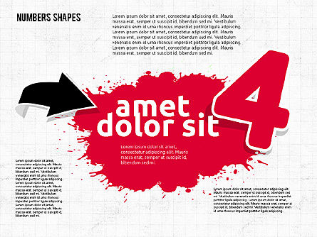 숫자가있는 색칠 된 페인트 얼룩, 슬라이드 4, 01994, 모양 — PoweredTemplate.com