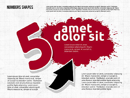  Manchas de tinta coloridas com números, Deslizar 5, 01994, Formas — PoweredTemplate.com