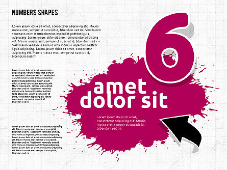 色の付いたペイント・ブランチ、数字付き, スライド 6, 01994, 図形 — PoweredTemplate.com