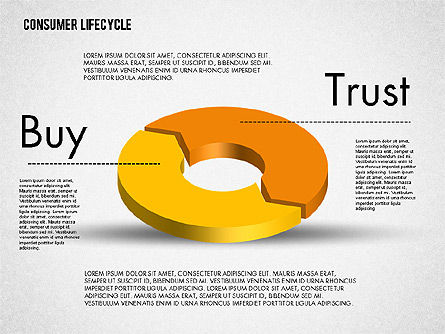 Tableau de processus 3d donut, Modele PowerPoint, 01998, Diagrammes circulaires — PoweredTemplate.com
