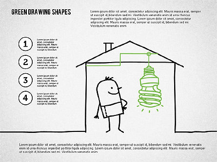 Green Sketch Style Shapes, Slide 3, 01999, Shapes — PoweredTemplate.com