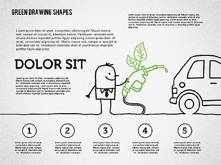 Green Sketch Style Shapes, Slide 4, 01999, Shapes — PoweredTemplate.com