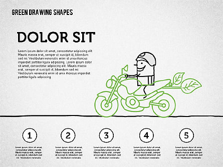 緑のスケッチスタイルの図形, スライド 5, 01999, 図形 — PoweredTemplate.com