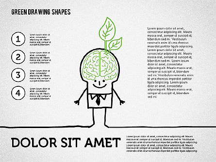 Green formas de estilo esboço, Deslizar 6, 01999, Formas — PoweredTemplate.com