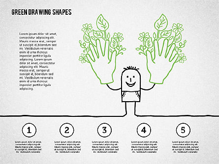 Green Sketch Style Shapes, Slide 7, 01999, Shapes — PoweredTemplate.com