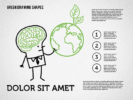 녹색 스케치 스타일 셰이프, 슬라이드 8, 01999, 모양 — PoweredTemplate.com