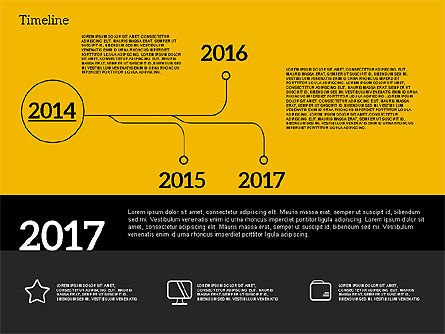 Timeline em design plano, Deslizar 11, 02003, Timelines & Calendars — PoweredTemplate.com