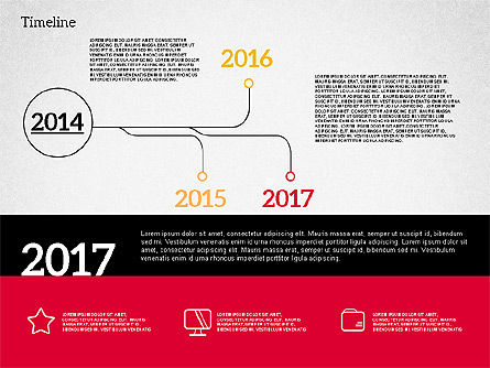 Chronologie en conception plate, Diapositive 3, 02003, Timelines & Calendars — PoweredTemplate.com