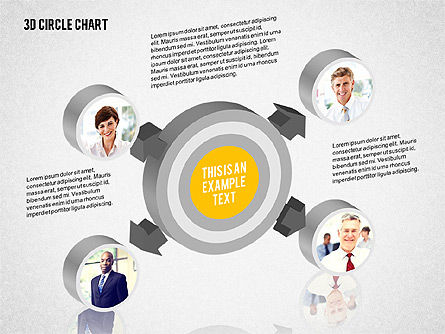3d círculo org gráfico, Modelo do PowerPoint, 02005, Organogramas — PoweredTemplate.com