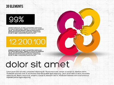 Connected Hands Concept Shapes, PowerPoint Template, 02009, Shapes — PoweredTemplate.com