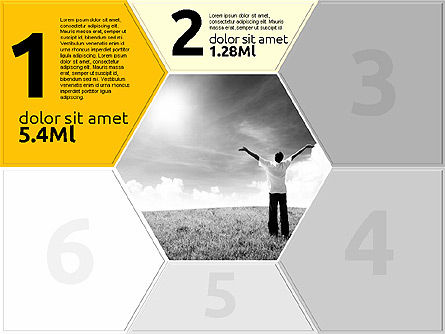 Etapas de Hexágono Coloreadas, Diapositiva 12, 02011, Diagramas de la etapa — PoweredTemplate.com