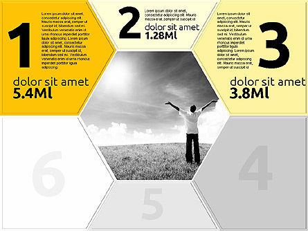 Etapas de Hexágono Coloreadas, Diapositiva 13, 02011, Diagramas de la etapa — PoweredTemplate.com